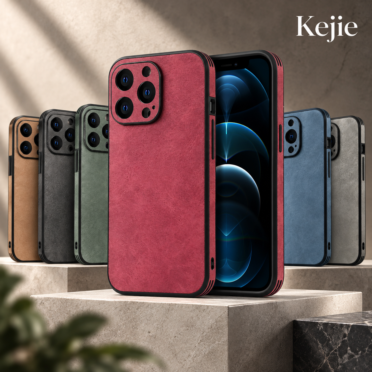 Soft shockproof TPU leather texture case for iPhone 16 Series