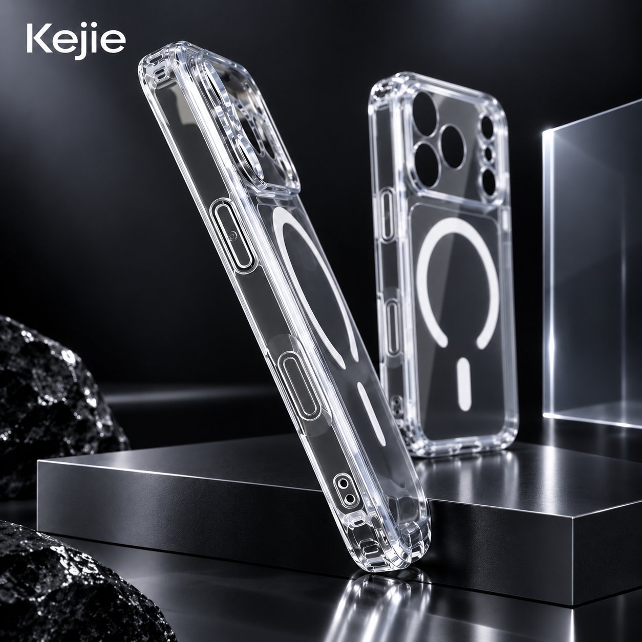 TPU bumper and transparent PC back structure of iPhone 18 magnetic case