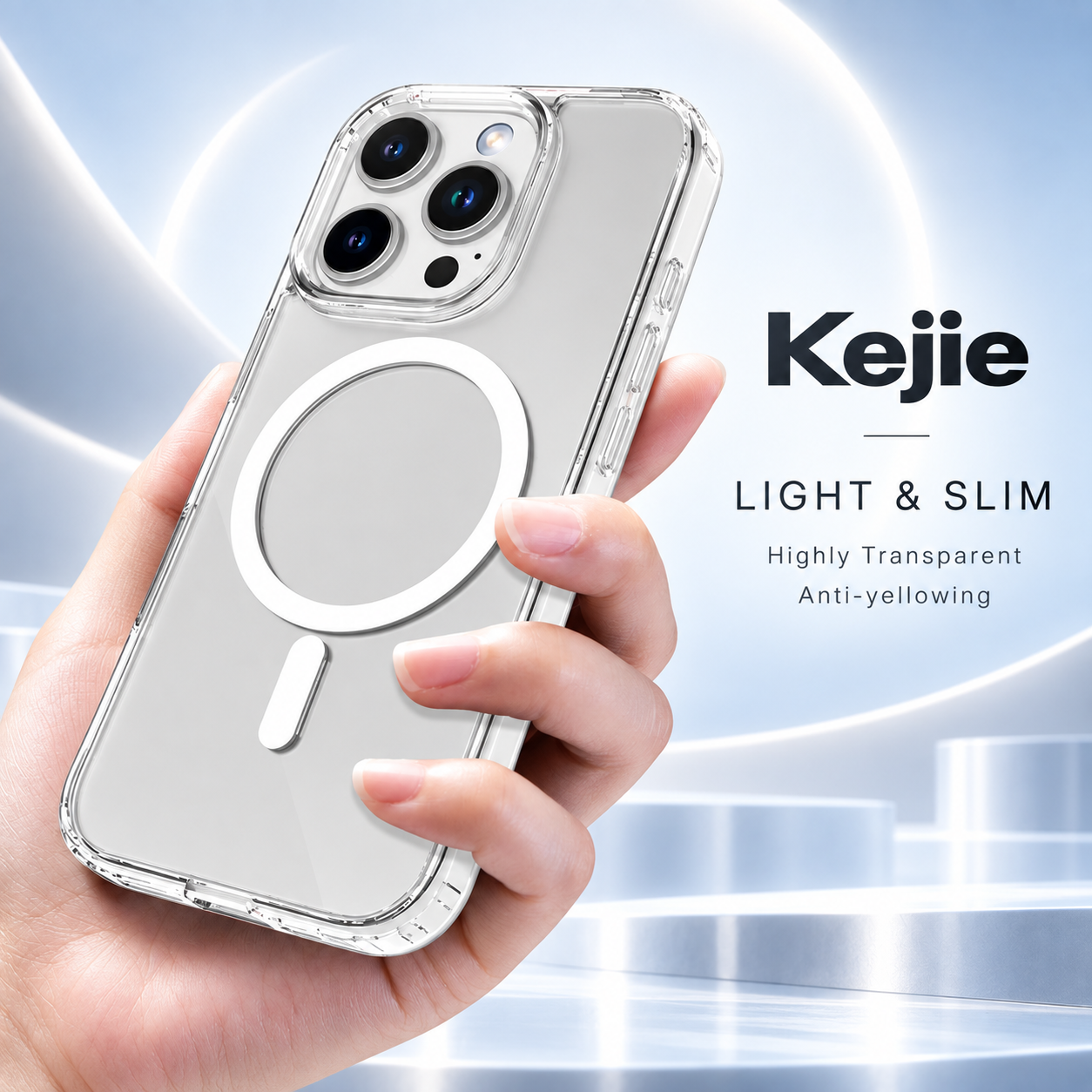 Magnetic module on clear TPU PC iPhone 16 protective case