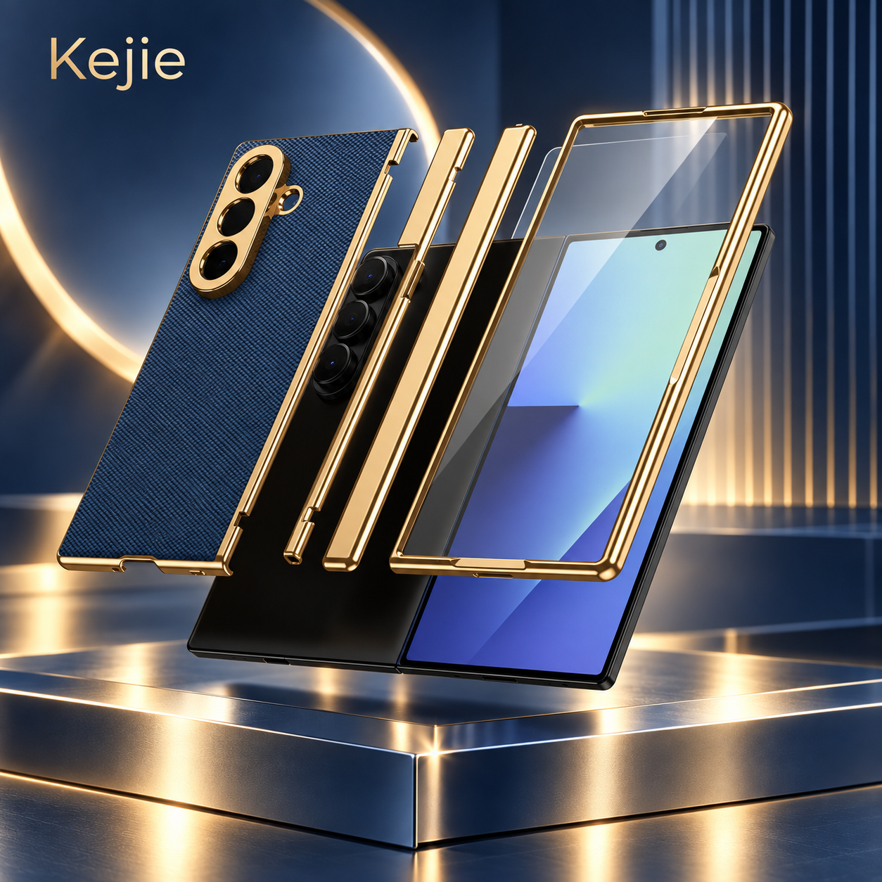 PU leather PC hinge protection case structure diagram for Samsung Galaxy Z Flip7
