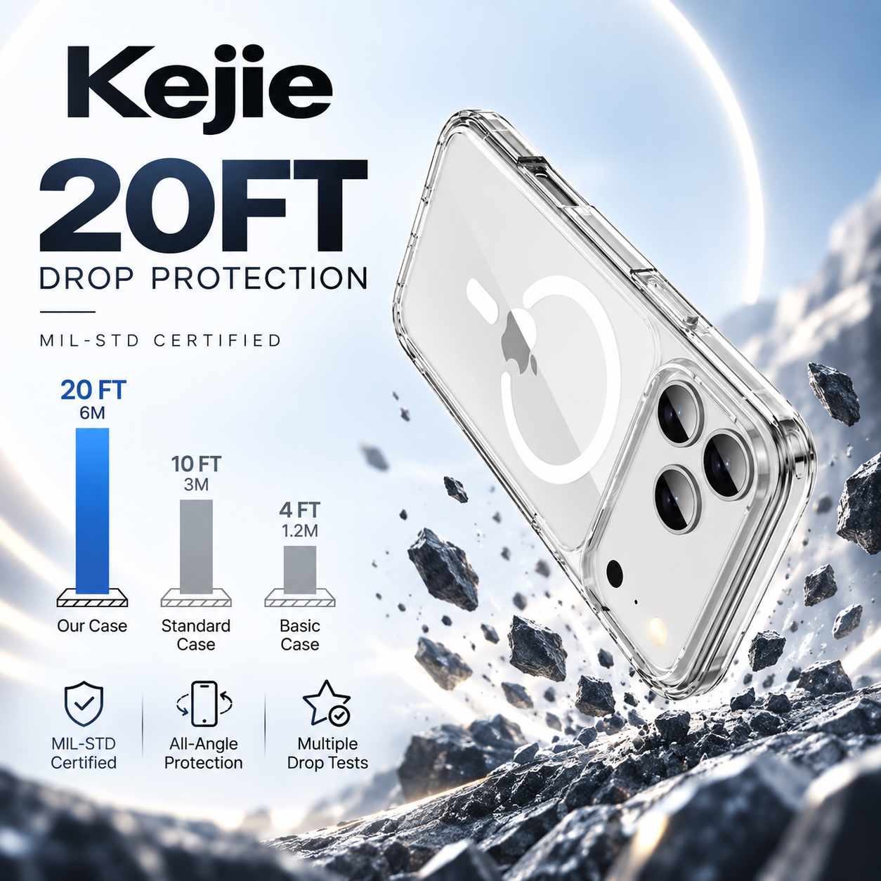 iPhone 16 clear magnetic case shown in hands-free kickstand use
