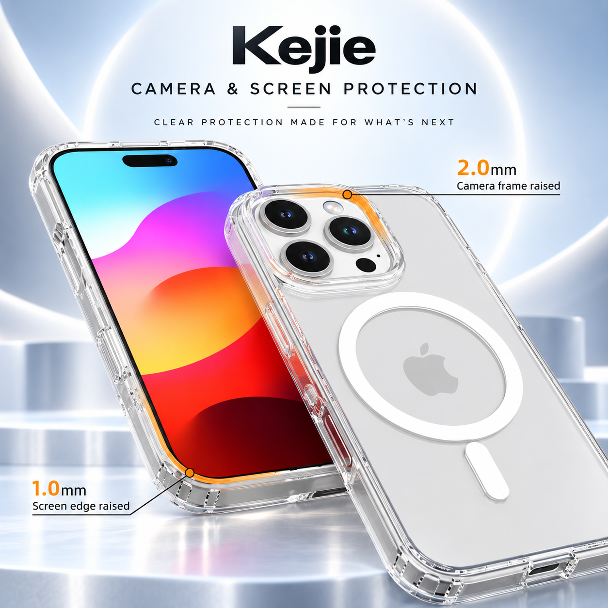Raised camera screen and corner protection diagram for iPhone 16 case