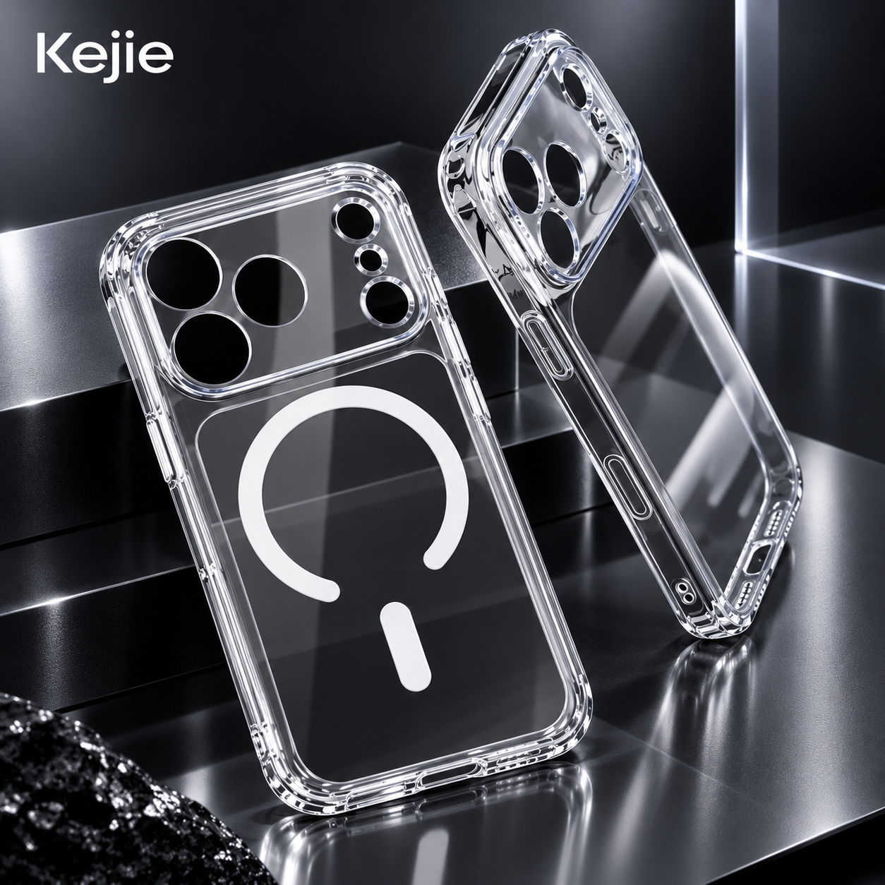 Transparent PC back on iPhone 18 Pro Max magnetic protective case
